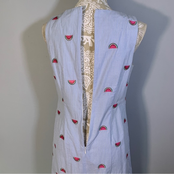 Talbots // Blue, white striped embroidered watermelon mini dress size 2 - Picture 7 of 9